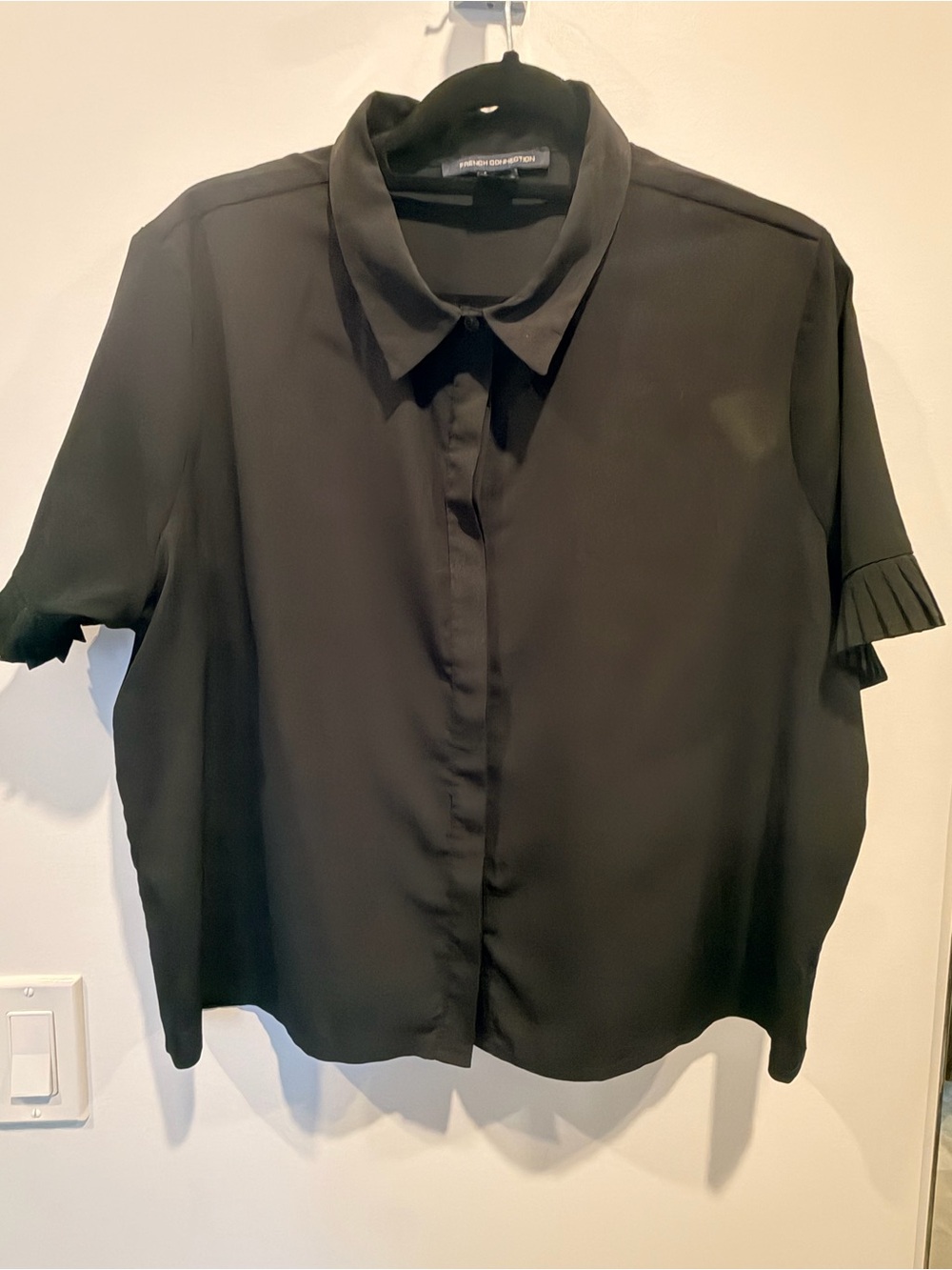 French Connection Black Short-Sleeve Button Down Shirt